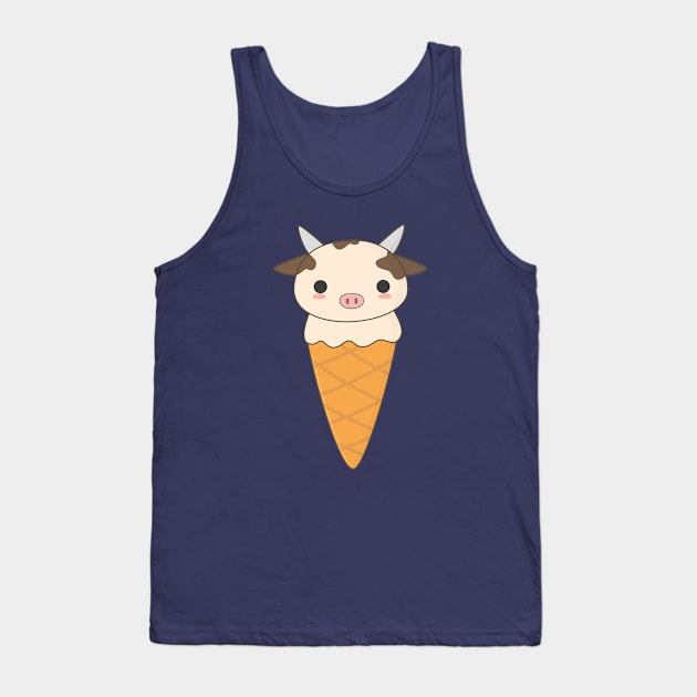 Kawaii Cute Cow Ice Cream T-Shirt Tank Top by happinessinatee